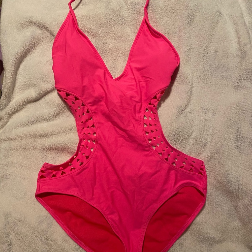 Worn once! Sexy hot pink cut out one piece